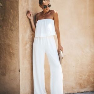 Strapless white jumpsuit